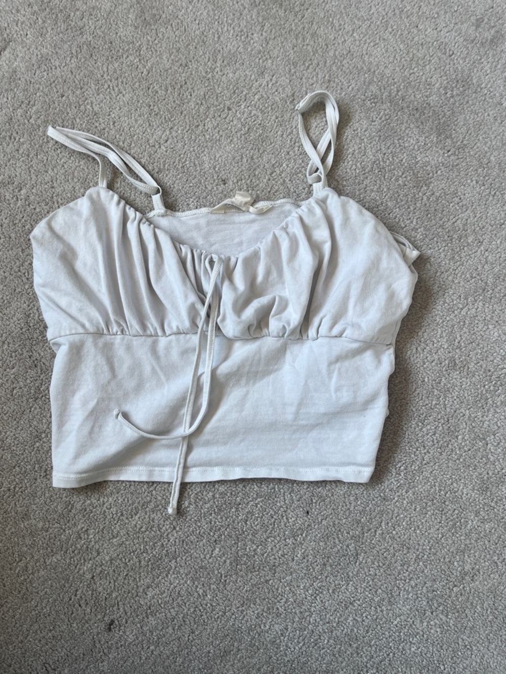 Classic White Ruched Tie-Front Camisole